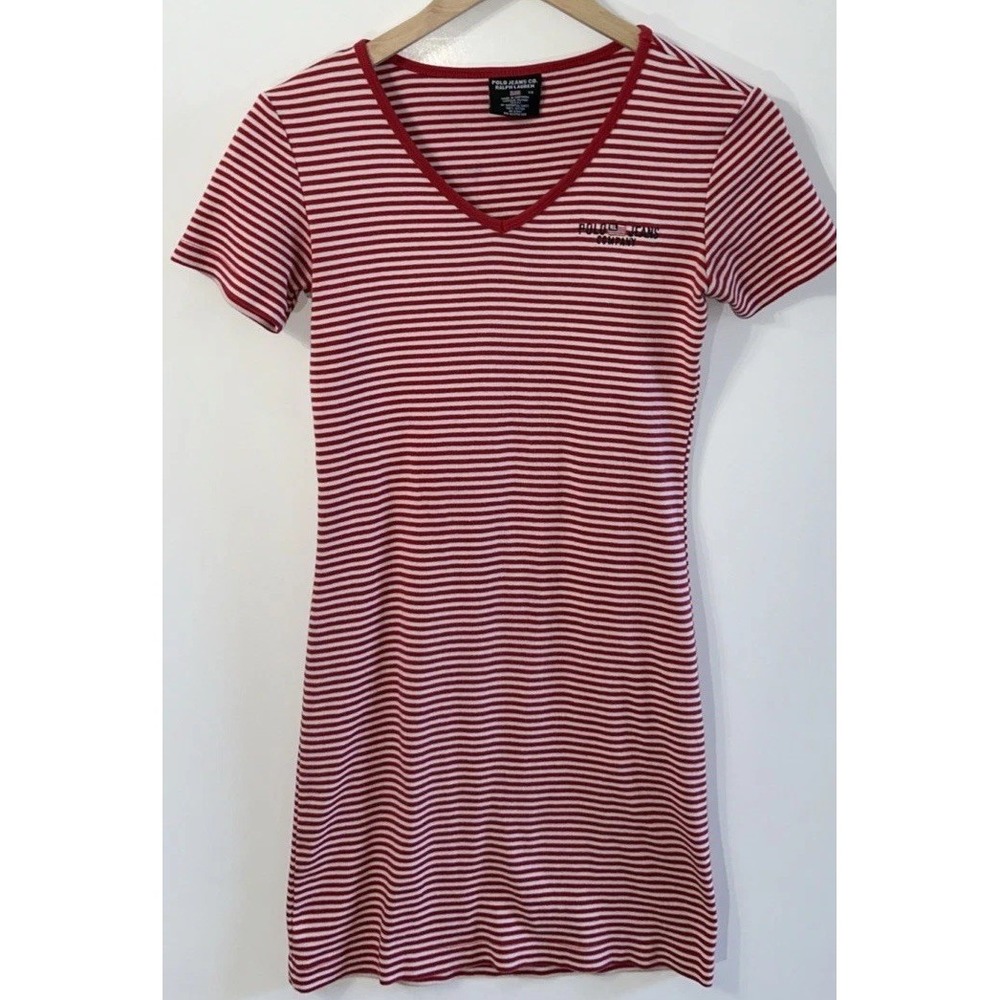 Vintage Women's Polo Jeans Co Ralph Lauren Y2K Dress Striped Sz XS